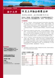 保险10月上市险企保费点评：单月环比负增长，着力布局2020年开门红