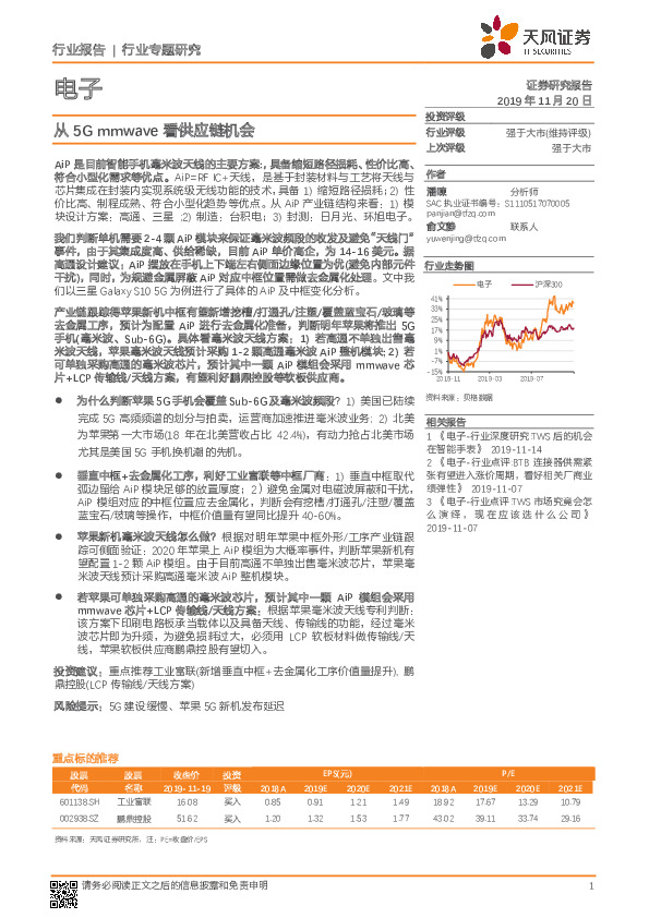 电子行业专题研究：从5G mmwave看供应链机会
