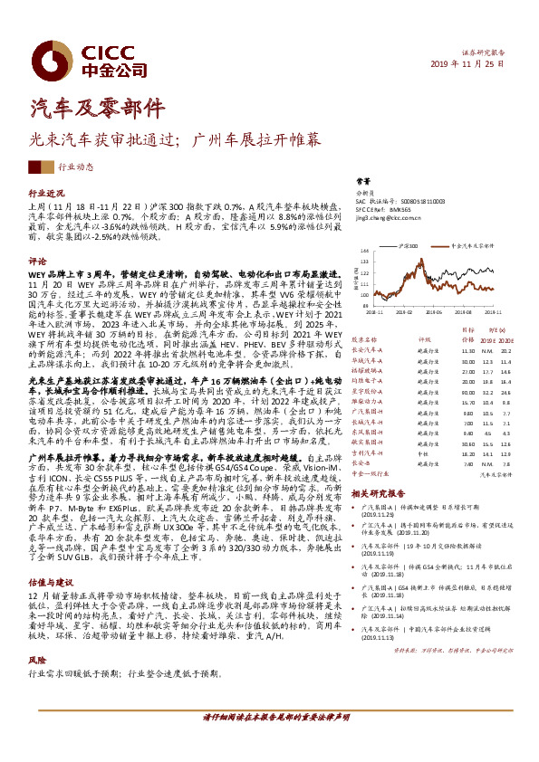 汽车及零部件：光束汽车获审批通过；广州车展拉开帷幕