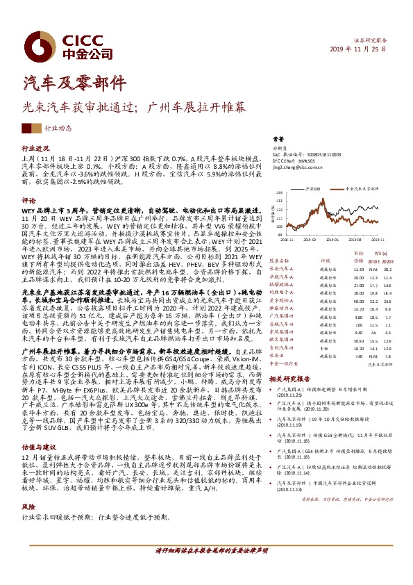 汽车及零部件：光束汽车获审批通过；广州车展拉开帷幕