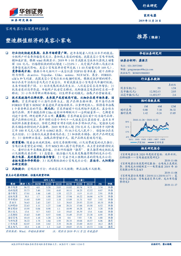 家用电器行业深度研究报告：塑造颜值经济的美容小家电
