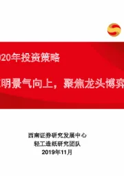 轻工行业2020年投资策略：柳暗花明景气向上，聚焦龙头博弈成长