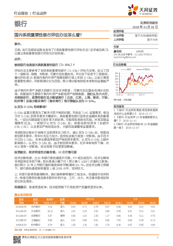 银行行业点评：国内系统重要性银行评估办法怎么看？