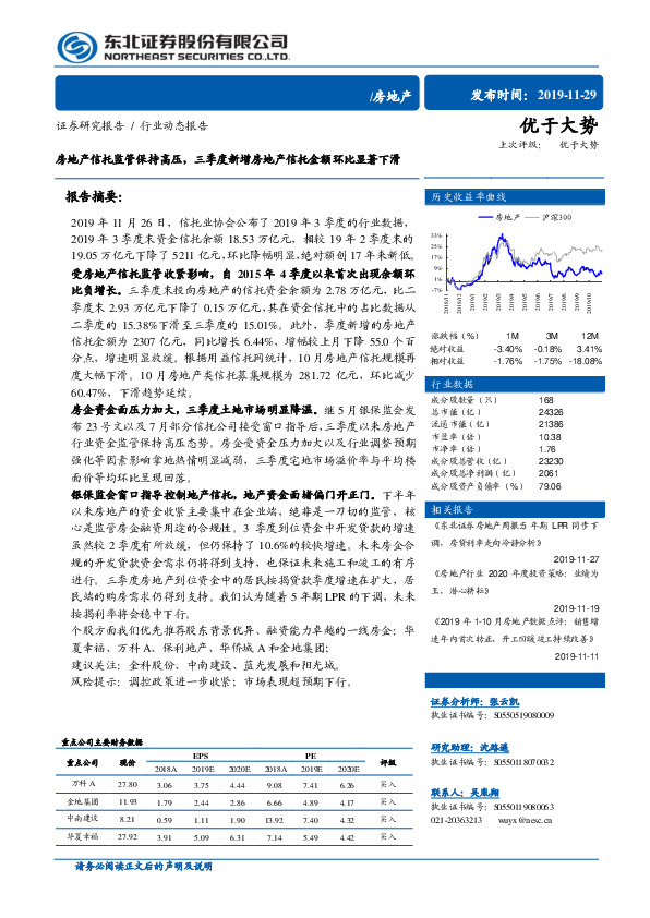 房地产：房地产信托监管保持高压，三季度新增房地产信托金额环比显著下滑