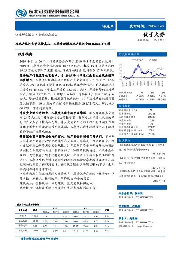 房地产：房地产信托监管保持高压，三季度新增房地产信托金额环比显著下滑