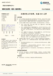 钢铁行业研究年度报告：延续供给主导逻辑，把握20H1反弹