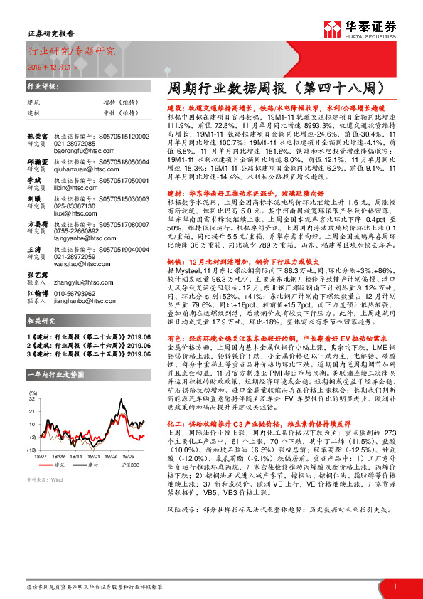 建筑周期行业数据周报（第四十八周）