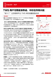 “双十二”主流电商平台TWS耳机销量数据点评：TWS用户习惯逐渐养成，中价位市场兴起