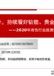 2020年有色行业投资策略：行业配置价值提升，持续看好钴锂、贵金属