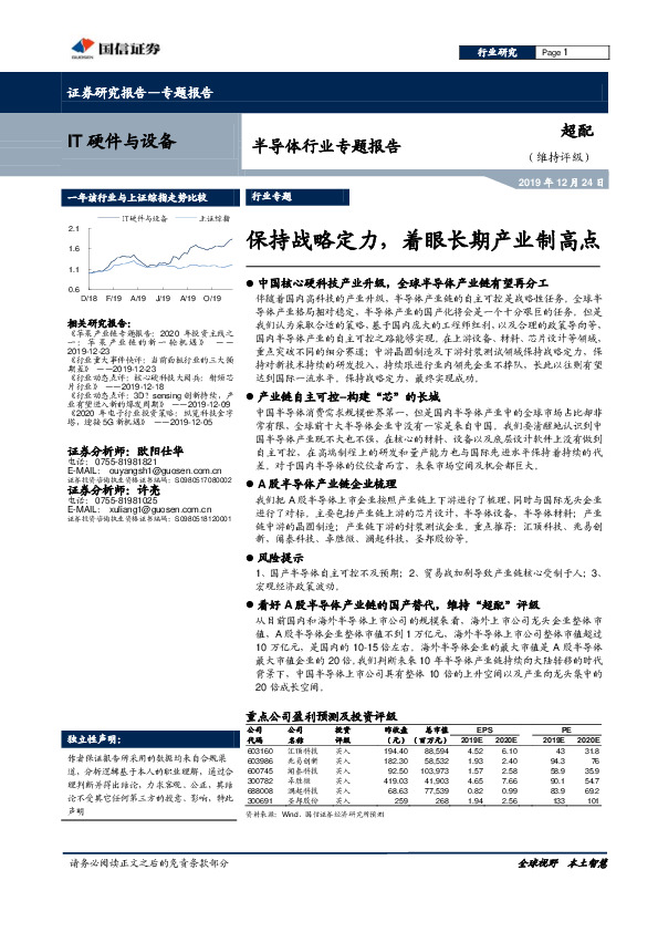 半导体行业专题报告：保持战略定力，着眼长期产业制高点
