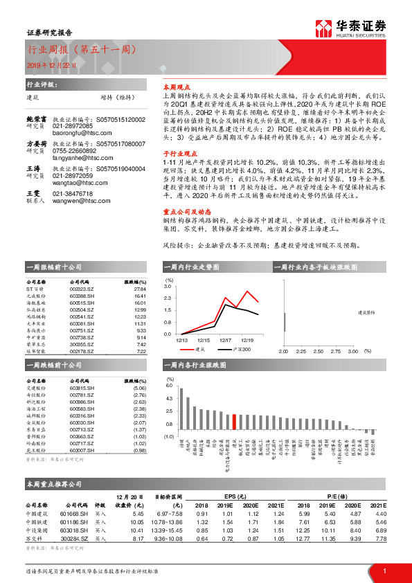 建筑行业周报（第五十一周）