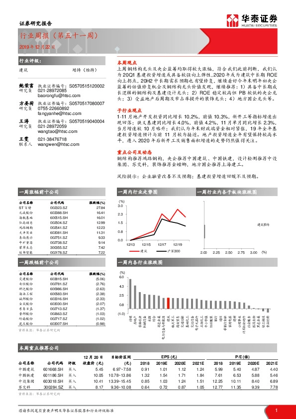 建筑行业周报（第五十一周）