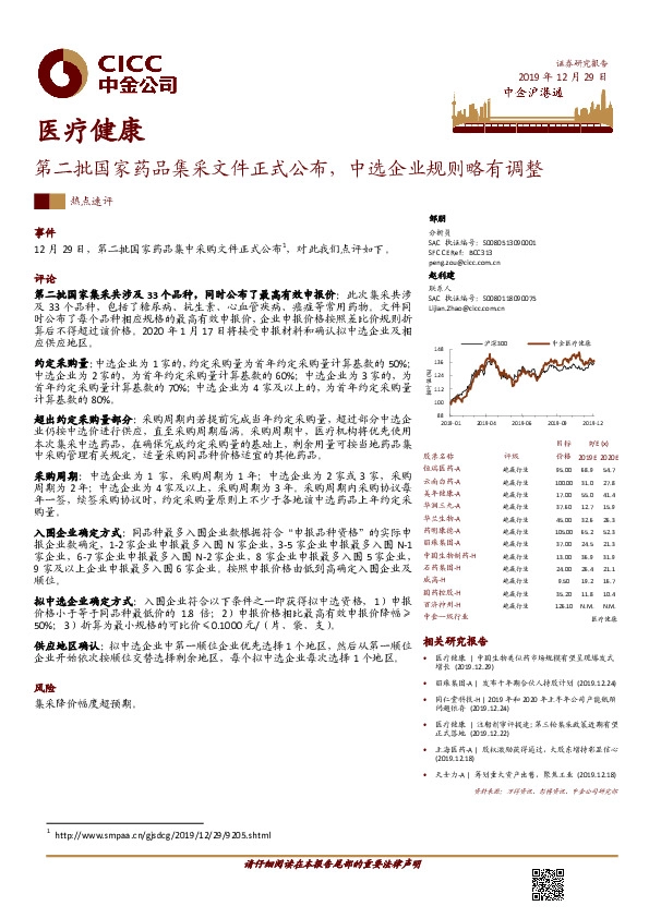 医疗健康热点速评：第二批国家药品集采文件正式公布，中选企业规则略有调整