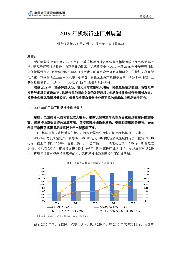 2019年机场行业信用展望