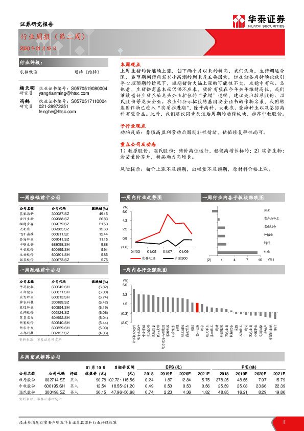 农林牧渔行业周报（第二周）