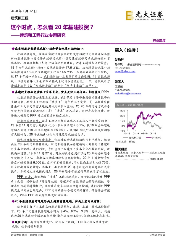 建筑和工程行业专题研究：这个时点，怎么看20年基建投资？