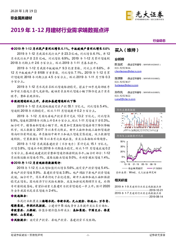 2019年1-12月建材行业需求端数据点评