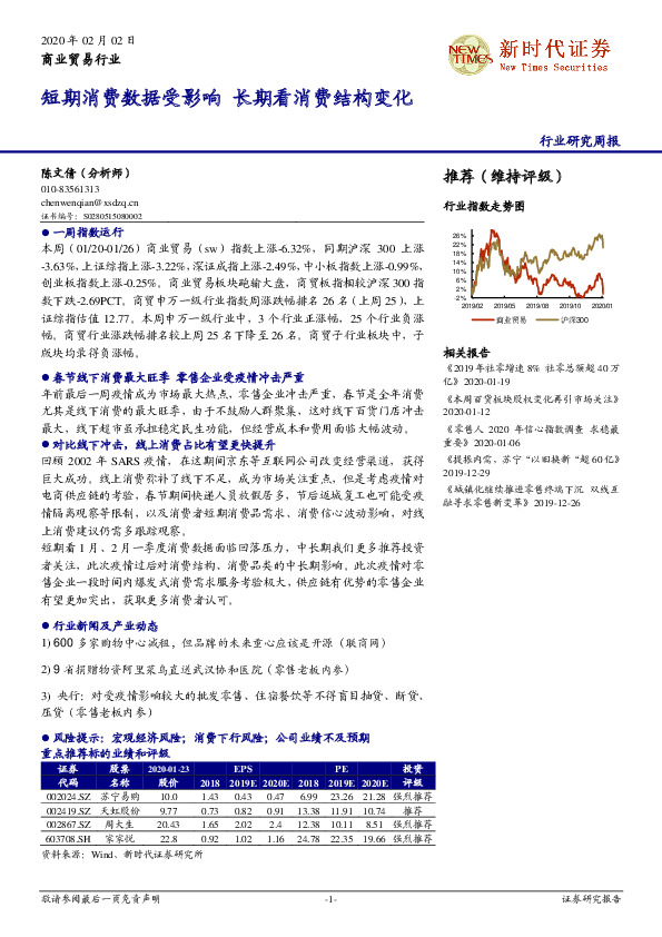 商业贸易行业研究周报：短期消费数据受影响 长期看消费结构变化
