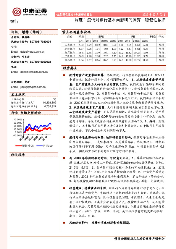 深度！疫情对银行基本面影响的测算：稳健性依旧