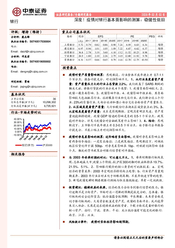 深度！疫情对银行基本面影响的测算：稳健性依旧