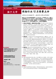 保险行业12月保费点评：寿险末月增速提升，健康险定调五年规划