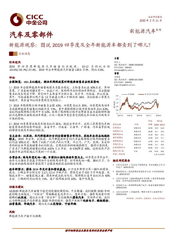 汽车及零部件：新能源观察：图说2019四季度及全年新能源车都卖到了哪儿？