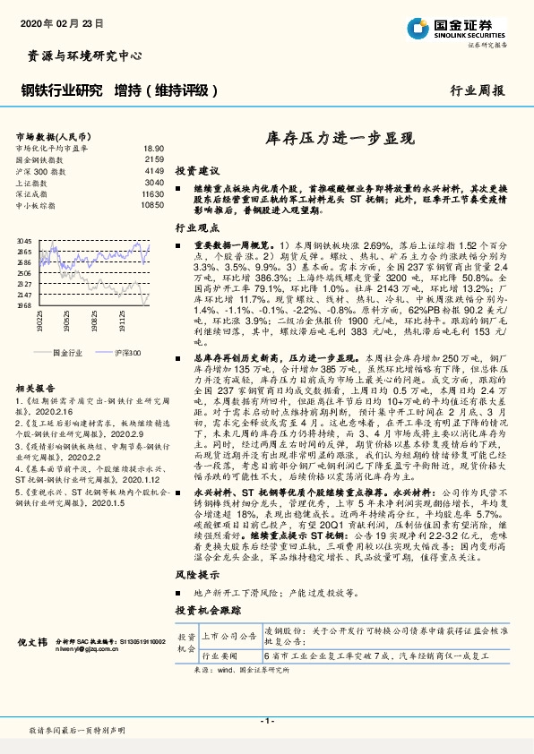 钢铁行业研究：库存压力进一步显现