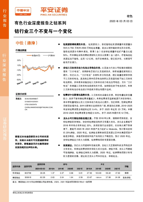 有色行业深度报告之钴系列：钴行业三个不变与一个变化