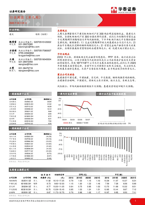 建筑行业周报（第九周）