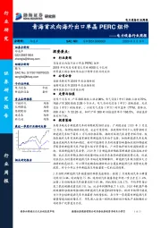 电力设备行业周报：青海首次向海外出口单晶PERC组件