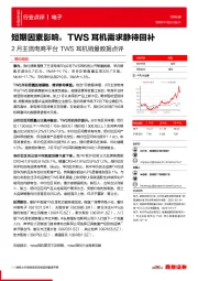 2月主流电商平台TWS耳机销量数据点评：短期因素影响，TWS耳机需求静待回补