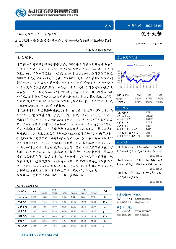 汽车行业周报第9期：三月乘用车全国总量仍将承压，但部分地区的结构性好转已经出现