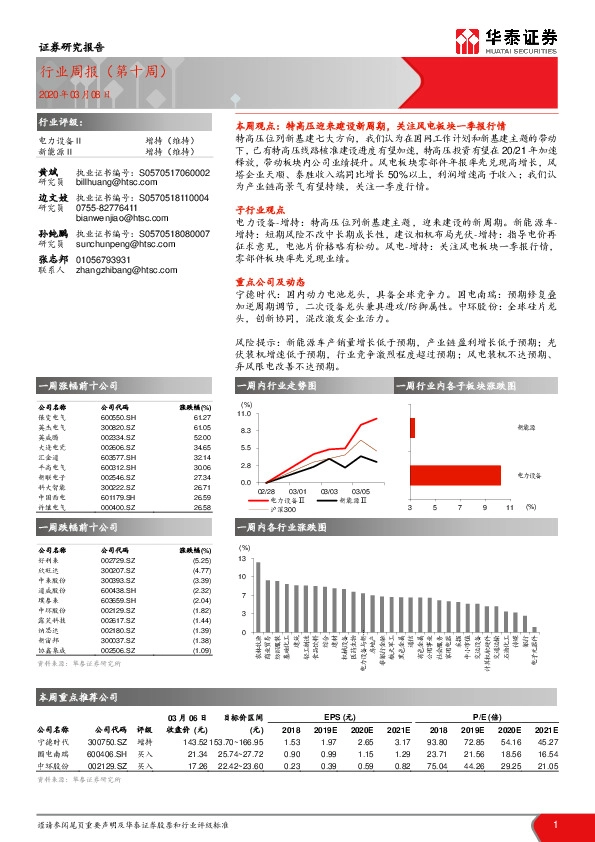 电力设备与新能源行业周报（第十周）