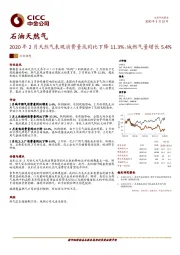 石油天然气行业动态：2020年2月天然气表观消费量或同比下降11.3%，城燃气量增长5.4%