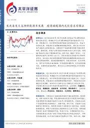 电气设备行业周报：发改委发文支持新能源车发展 疫情减缓国内光伏需求有保证