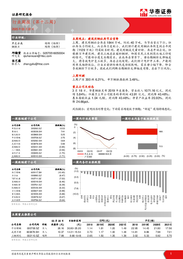 钢铁行业周报（第十二周）