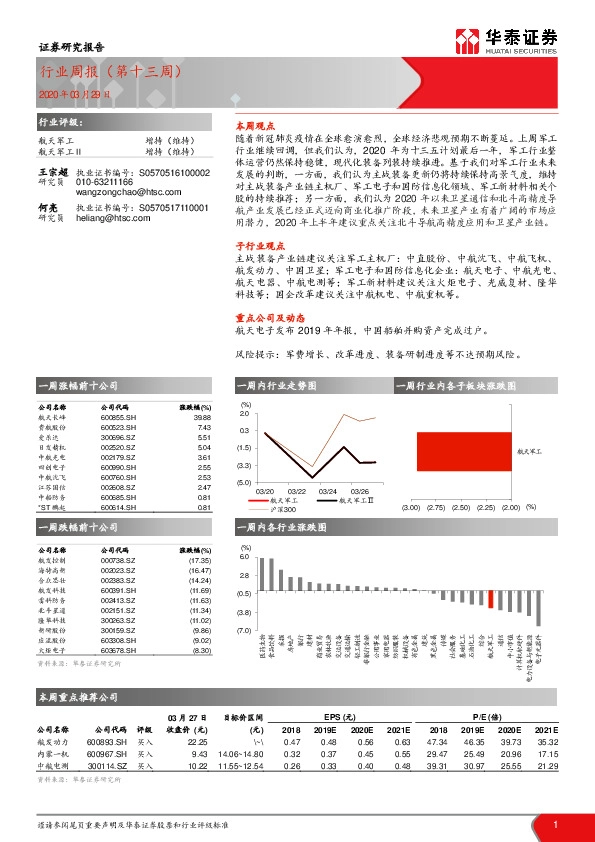 航天军工行业周报（第十三周）