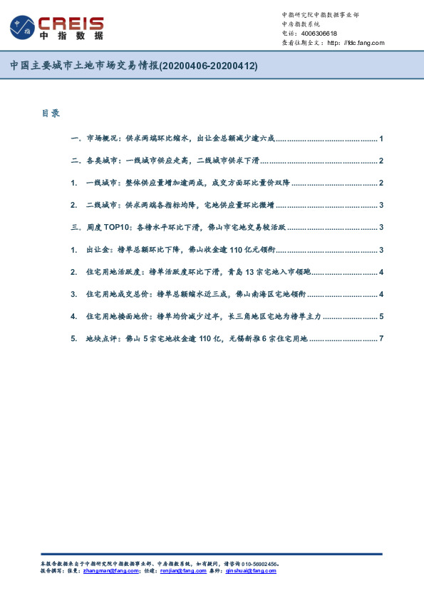 房地产行业：中国主要城市土地市场交易情报