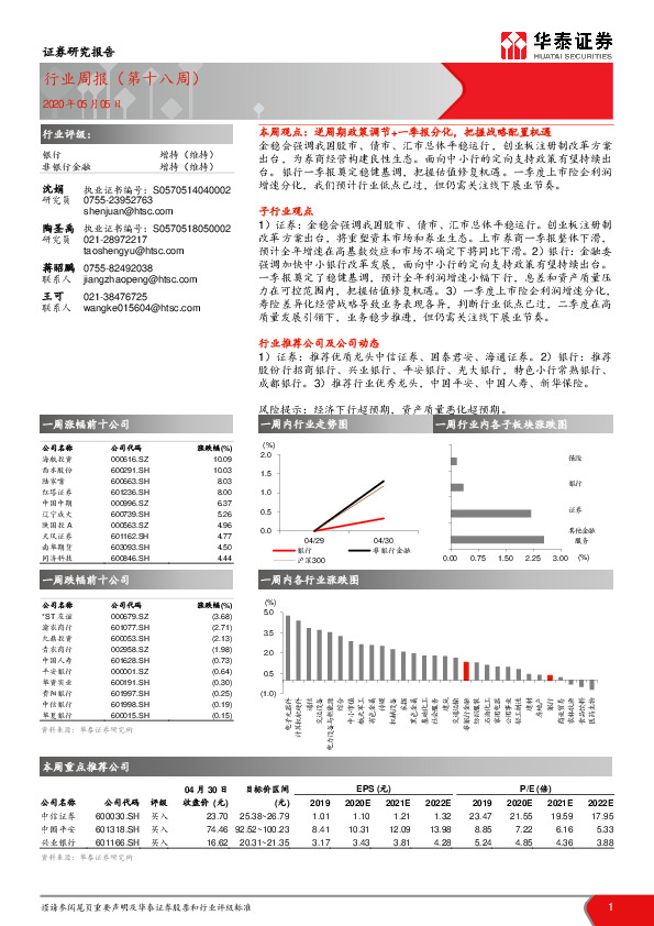 银行行业周报（第十八周）