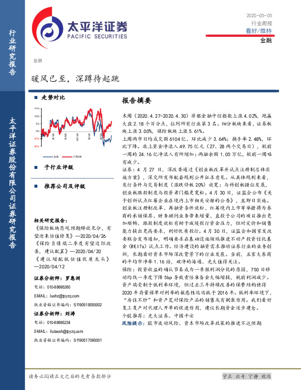 金融行业周报：暖风已至，深蹲待起跳