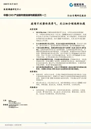 中国CXO产业链年度回顾与展望系列一二：疫情不改整体高景气，关注细分领域新机遇