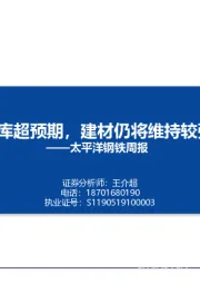 太平洋钢铁周报：假期降库超预期，建材仍将维持较强态势