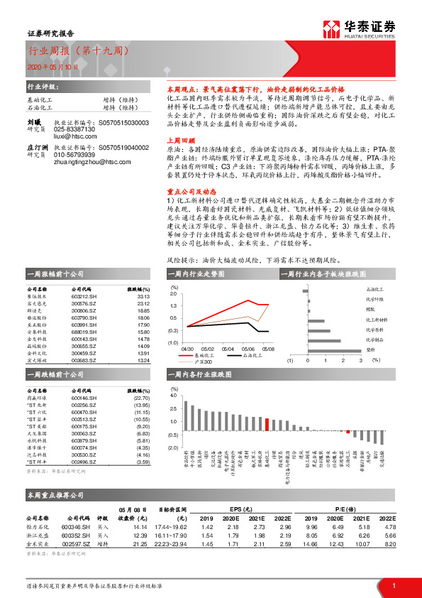 基础化工行业周报（第十九周）