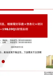 19&20Q1财报总结：教育板块分化明显，继续看好职教+信息化+培训