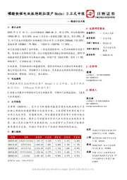 制造行业日报：磷酸铁锂电池版特斯拉国产Model 3正式申报