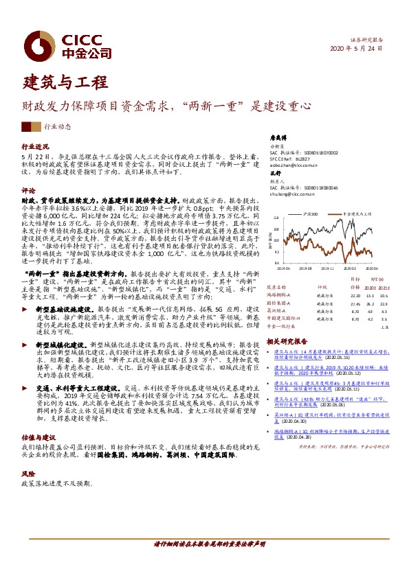 建筑与工程：财政发力保障项目资金需求，“两新一重”是建设重心