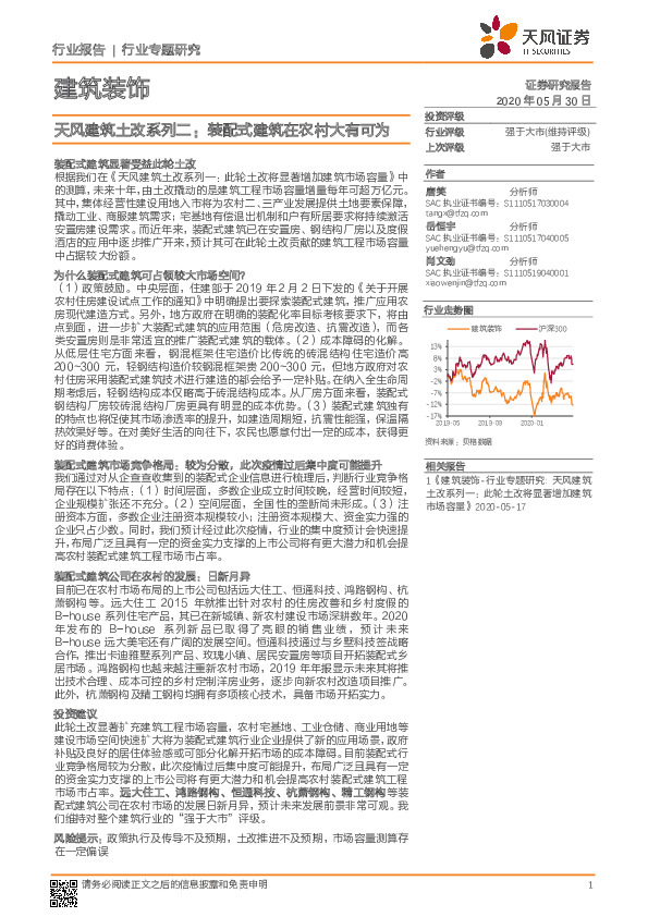 建筑装饰：天风建筑土改系列二：装配式建筑在农村大有可为