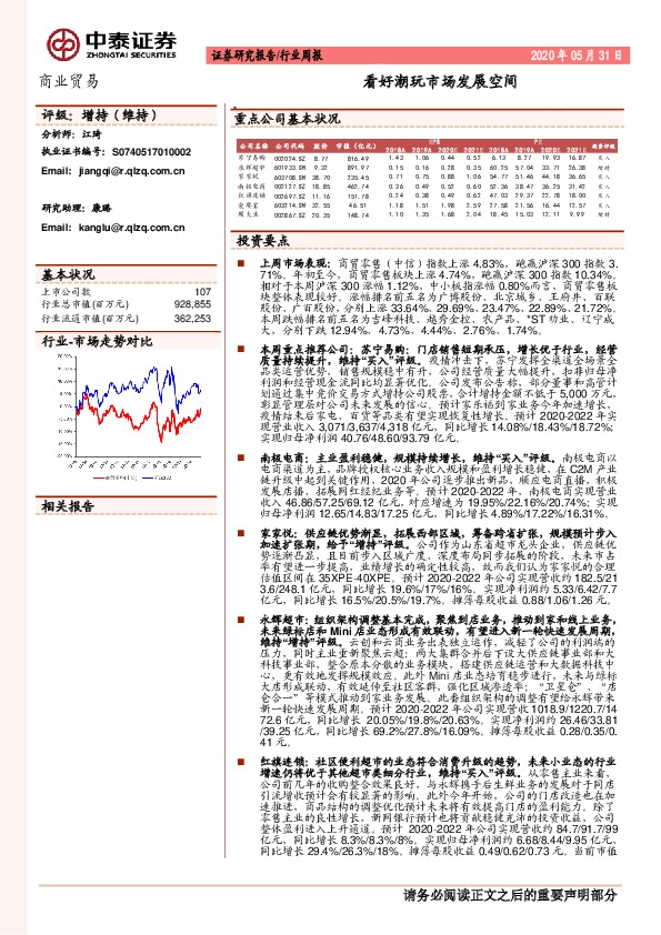 商业贸易行业周报：看好潮玩市场发展空间