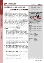 有色金属行业2020年中期策略报告：把握黄金机会，关注有色新材料领域