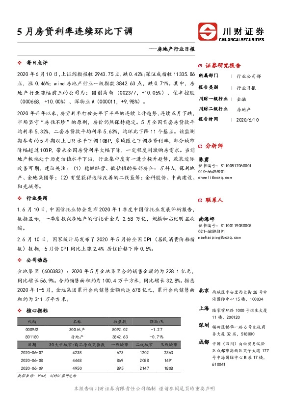 房地产行业日报：5月房贷利率连续环比下调